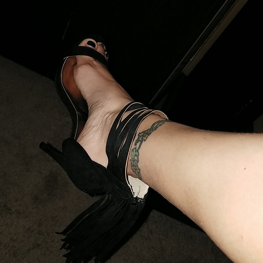 Fringe high heels